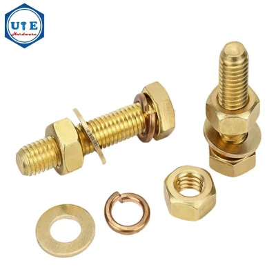 Brass Hexagon Bolt of Set Accessories with Hexagon Screw Nut