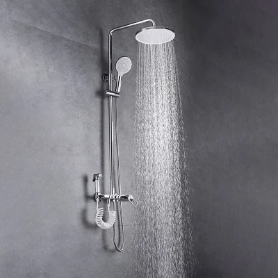 Rainfall Bathtub Tap Shelf Adjust PVD Gun Grey Black Brass Shower Faucet Set
