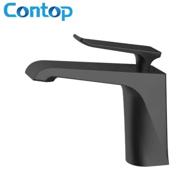 Latest Style Single Lever Single Handle Single Hole Solid Brass Polished Gun Black Basin Faucet Luxury Basin Mixer Tap