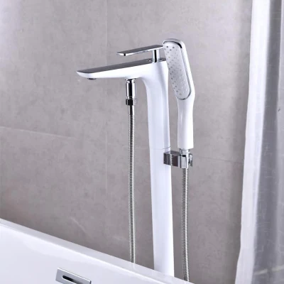 Chrome Brass Bathroom Free Standing Bathtub Faucet Set with Hand Shower Bathtub Tap