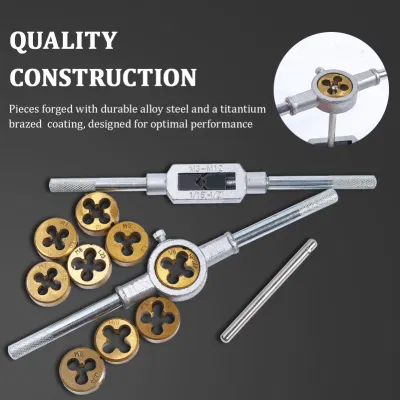 Behappy 40 PCS Tap and Die Set, Metric Tap and Die Set Titanium Coated with Storage Case, Alloy Steel External Internal Cutting Threading Tapping Kit