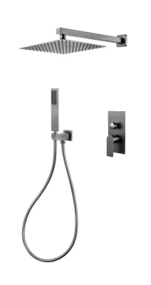 Flush-Mounted Shower Tap Set Gun Grey 2 Functions Showers Rain Shower Set