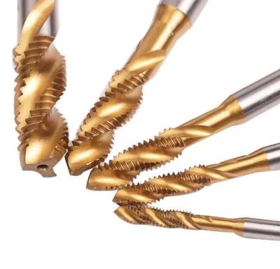 5 PCS Titanium Coated HSS Spiral Flute Metric Taps Set