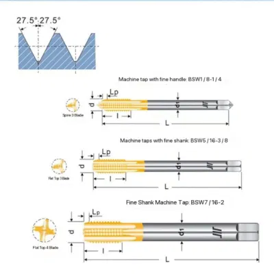 High Performance HSS Machine Tap Spiral Threading Taps Cutting Tool Screw Thread Machine Spiral Point Taps
