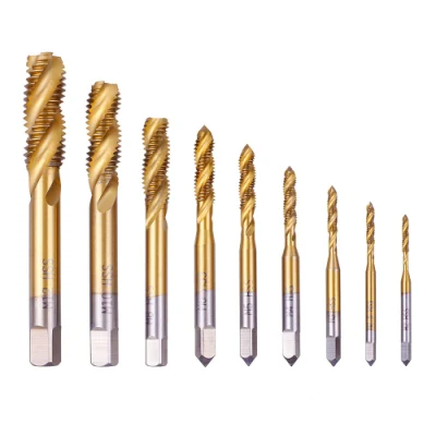 M12 Titanium Coated Spiral Flute HSS Machine Taps High Speed Steel Spiral Point Spiral Flute DIN376 Ios529 Assi Jif