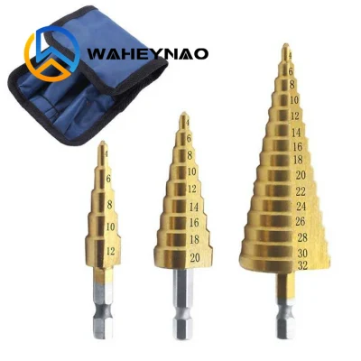 Titanium Cobalt M35 Tin-Coated Step Cone Drill Bit Set for Metal (3PCS)