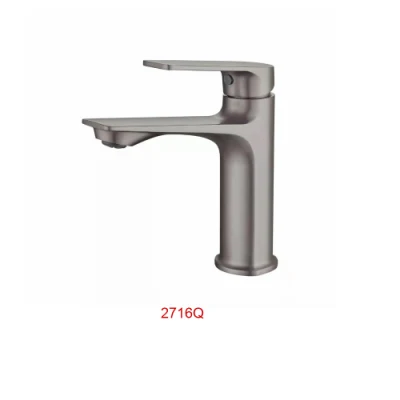 Luxury China Faucet Manufacturer Brushed Gun Color Copper Wash Basin Tap Brass Water Sink Tap