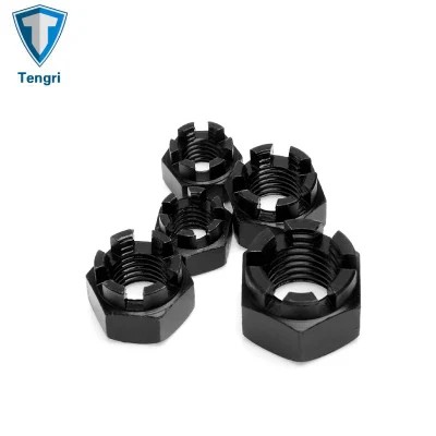 Made in China Carbon Steel Black Oxide Hexagon Slotted and Castle Nuts Castellated Nuts Hex Nuts