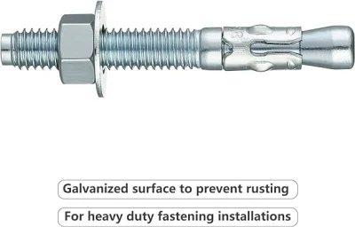 3/8&quot; X 3&quot; Wedge Anchor Zinc Plated Heavy Duty Fastener for Concrete and Cement Carbon Steel Concrete Anchor Bolts