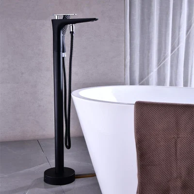 Chrome Brass Bathroom Free Standing Bathtub Faucet Set with Hand Shower Bathtub Tap