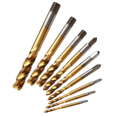DIN371/376 Machine Screw Tap Set Titanium Spiral Flute Drill Taps Thread Tapping Tool HSS Machine Taps Hand Taps Metric Size