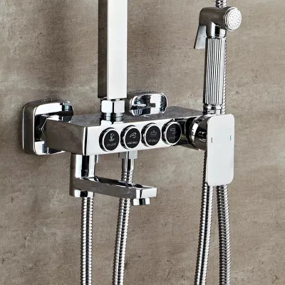 Modern Shower Set Wall Mounted Stainless Steel Tap Bathroom Taps Brass Kits Rain Rainfall Mixer Faucet Shower Set
