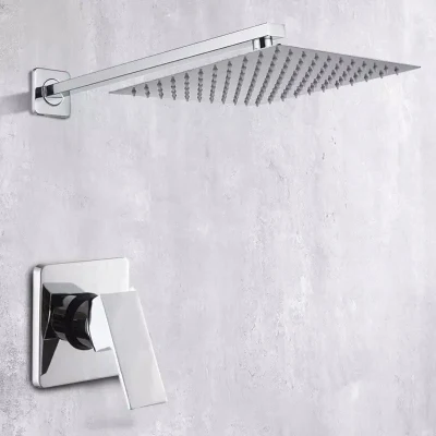 Shower Set in Wall Mounted Stainless Steel Tap Bathroom Taps Brass Kits Rain Rainfall Shower Set Mixer Faucet Set Rainfall Shower
