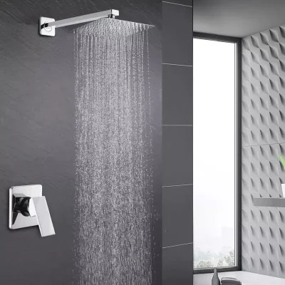 Shower Set in Wall Mounted Stainless Steel Tap Bathroom Taps Brass Kits Rain Rainfall Shower Set Mixer Faucet Set Rainfall Shower