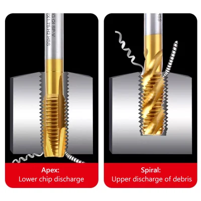 Titanium Machine Right Hand Tap Drill Spiral Point Thread Plug Handle Taps Die Tool Set