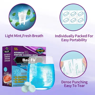 Remove Surface Stains Peppermint Eco Friendly Denture Cleansing Tablets with FDA