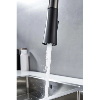 Momali Modern Gun Color Pull out Sink Kitchen Tap