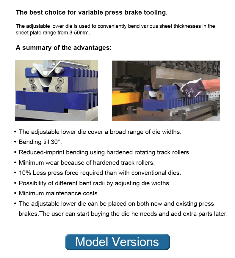 The Vlm Adjustable Die for Press Brake