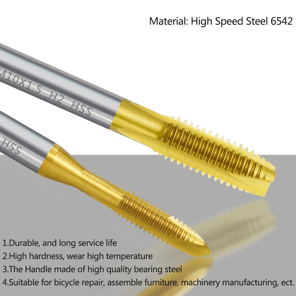 Hot! HSS Titanium Machine Right Hand Tap Drill 3 Flute M2/M2.5/M3/M3.5/M4/M5/M6 Spiral Point Thread Plug Handle Taps Die Set