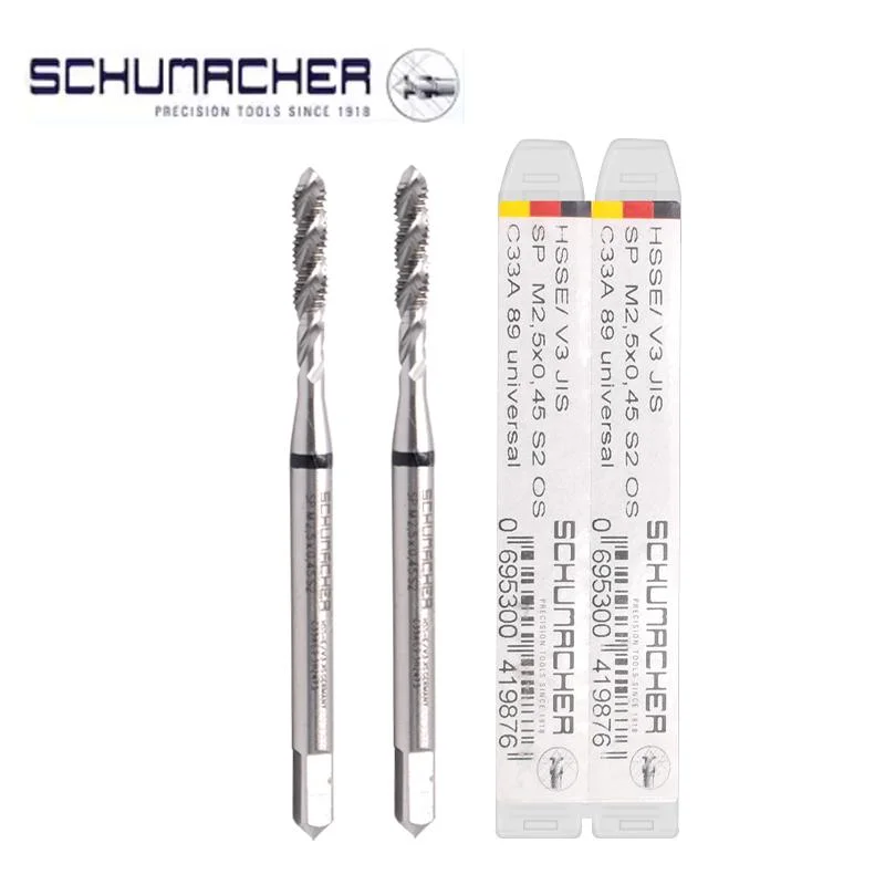 German Original Schumacher JIS Standard Spiral Fluted Tap Pointed M1 M2 M3 M4 M5 M6 M7 M8 M9 M10 M11 M12-M24 Machine Thread Taps