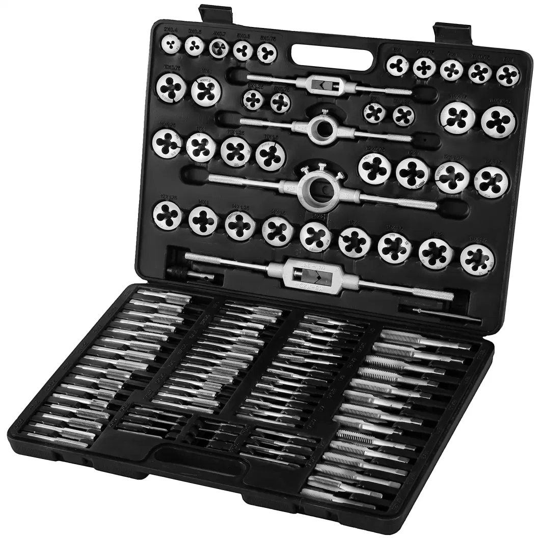 Threading Tap and Die Tool Metric or SAE Set in Hand Box 110 PCS Thread Cutting Tap. and Master Tapping Metrik Titanium Pieces