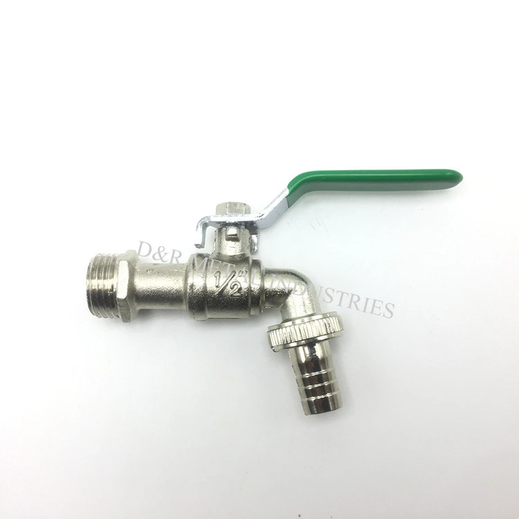 3/4inch Water Lever Type Green Handle Nickel Plated Bsp Brass Garden Tap with Hose Plug