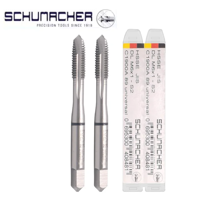 German Original Schumacher JIS Standard Spiral Fluted Tap Pointed M1 M2 M3 M4 M5 M6 M7 M8 M9 M10 M11 M12-M24 Machine Thread Taps