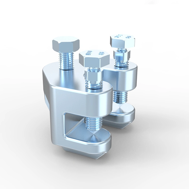 3/8-16 Beam Clamp, up to 3/4&quot; Flange, 3/8&quot;-16 Tapped Holes Bottom &amp; Back of Beam Clamp, Malleable Iron