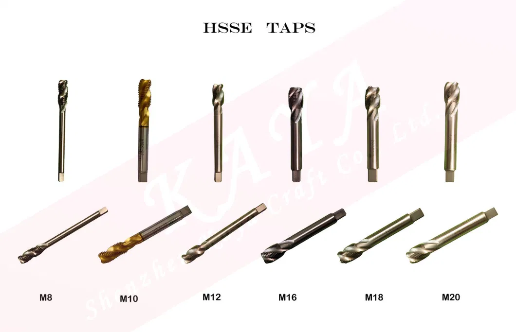 High Quality Hsse Spiral Flute Taps with Tin Coating Machine Tap M8*1.25*90L DIN 376
