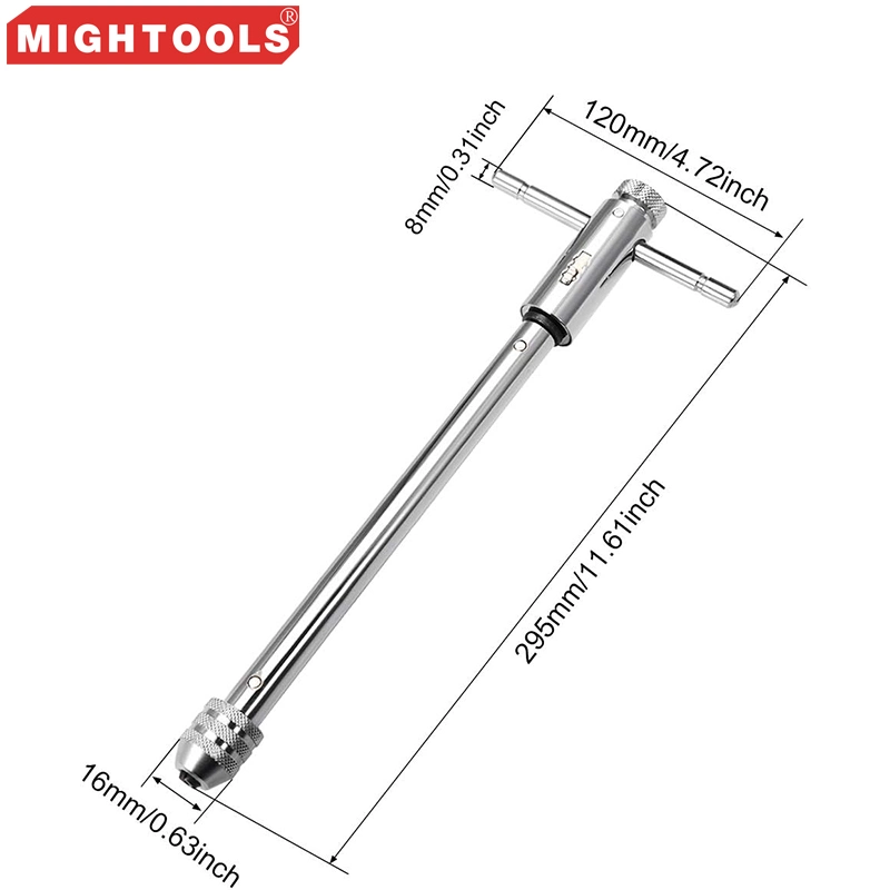 Adjustable Ratchet Tap Wrench T-Handle, for Metric M5-M12 Thread Taps