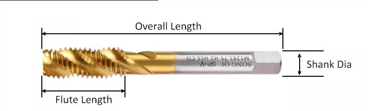 Titanium Coated Thread Tap Drill Metric HSS Spiral Fluted Machine Screw Tap M3 M4 M5 M6 M8 Spiral Pointed Cone Taps