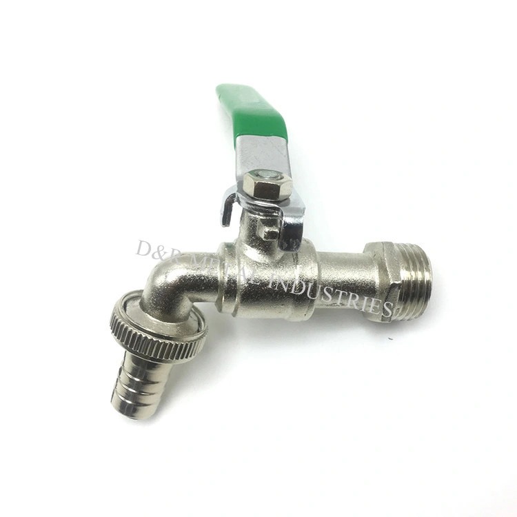3/4inch Water Lever Type Green Handle Nickel Plated Bsp Brass Garden Tap with Hose Plug