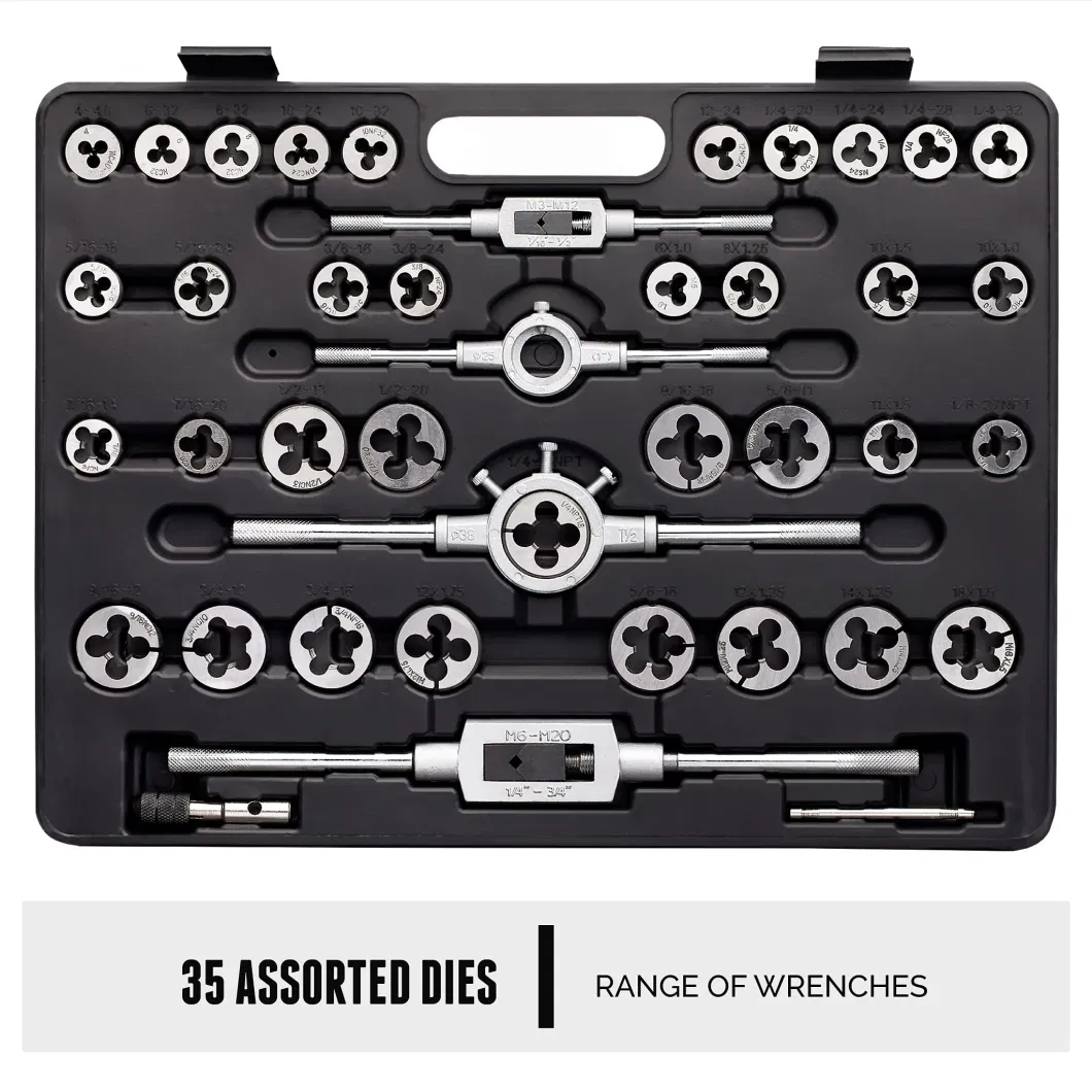 110 Piece Hardened Alloy Steel Metric Tap and Die Threading Tool Set with Storage Case Tap and Die Kit Professional