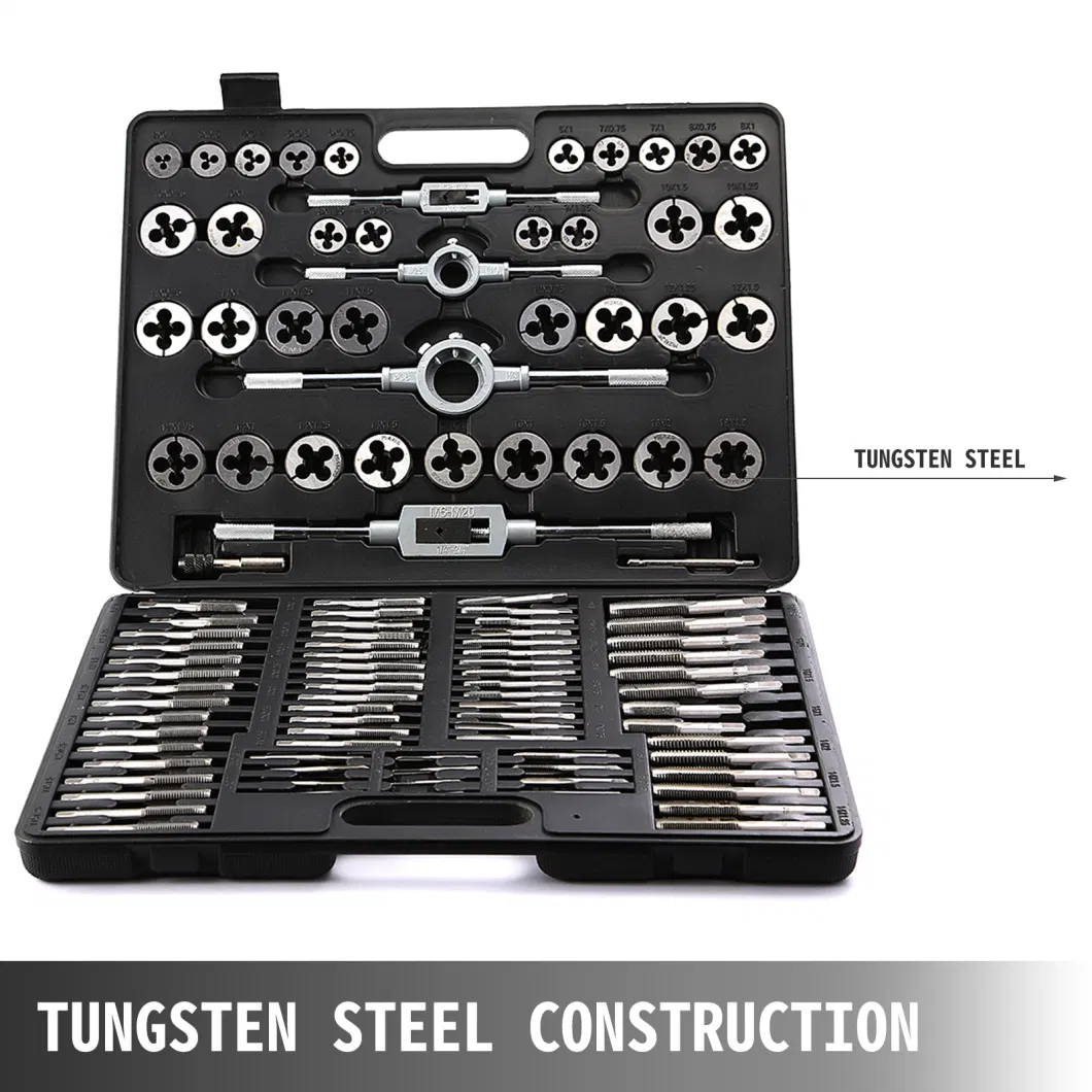 Threading Tap and Die Tool Metric or SAE Set in Hand Box 110 PCS Thread Cutting Tap. and Master Tapping Metrik Titanium Pieces