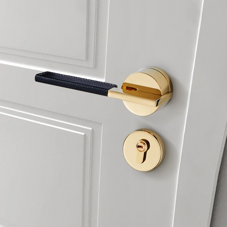 Zinc Alloy Luxury Door Lock Modern Leather Door Handle for Interior Doors