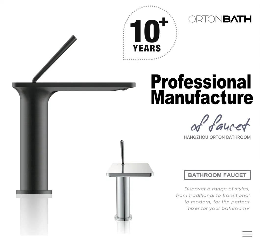 Ortonbath New Design Slim Single Lever Gold Deck Mount Consealed Brass Body Bathroom Hand Basin Mixer Faucet Tap