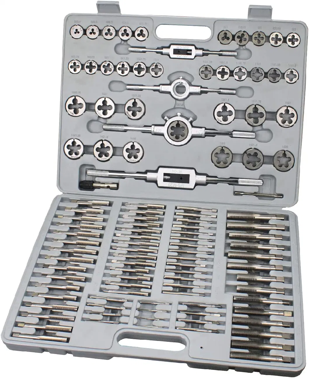 110 Piece Hardened Alloy Steel Metric Tap and Die Threading Tool Set with Storage Case Tap and Die Kit Professional