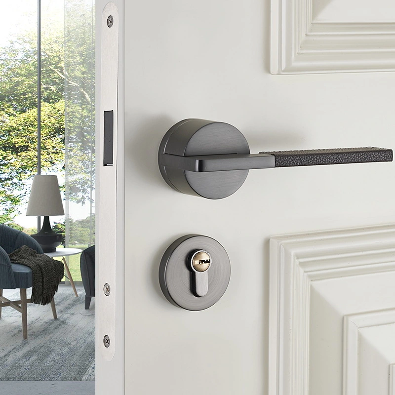 Zinc Alloy Luxury Door Lock Modern Leather Door Handle for Interior Doors