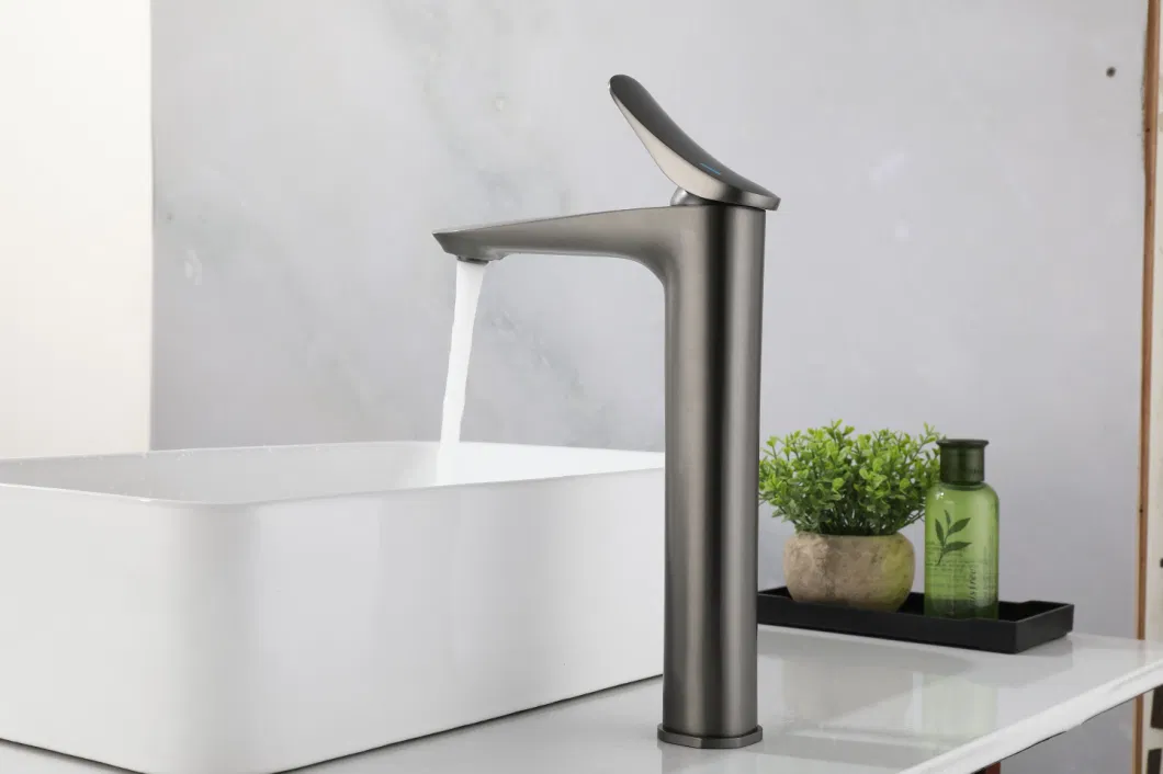 Modern Style Gun Gary Hot and Cold Copper Long Bathroom Tap