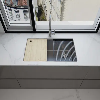 Diseño Nórdico moderno de lujo de alta calidad de acero inoxidable 304 saque el grifo de cocina de gran tamaño de la UPC