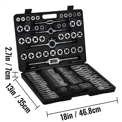 110 Herramientas de rosca métrica de tornillo de rosca de rosca de rosca de rosca de rosca de rosca de rosca de rosca Machos de roscar ajustables de acero troquelados con caja