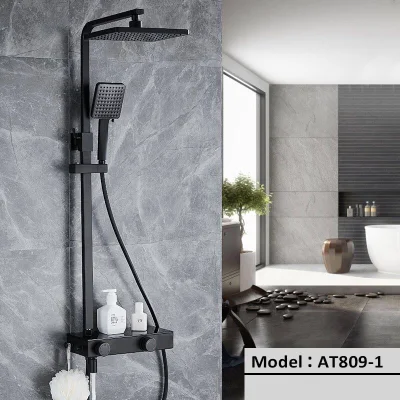 Plaza de cuarto de baño 3 Funciones expuestos en la pared de precipitaciones Headshower Sistema de tubo de acero inoxidable combinado grifo ducha de mano con spray