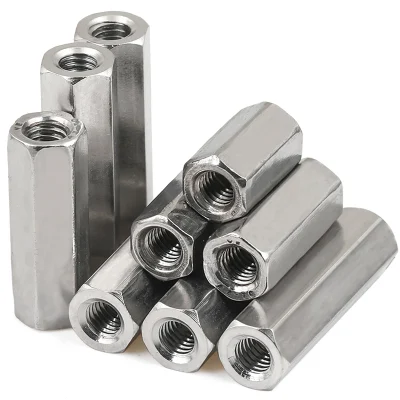 Mejor Precio Hex Connecting Blanco Zinc Plating grueso Métrico Alto Tuerca de acoplamiento larga de cabeza hexagonal de calidad
