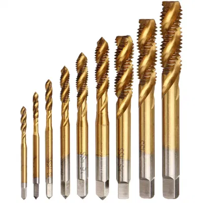 El tornillo de máquina371/376 DIN toca la flauta de espiral de titanio grifos broca HSS de rosca al tocar la Máquina Herramienta de mano de los grifos Grifería tamaño métrico