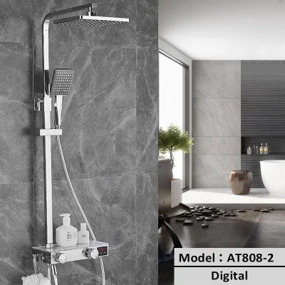 Plaza de cuarto de baño 3 Funciones expuestos en la pared de precipitaciones Headshower Sistema de tubo de acero inoxidable combinado grifo ducha de mano con spray