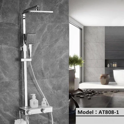 Plaza de cuarto de baño 3 Funciones expuestos en la pared de precipitaciones Headshower Sistema de tubo de acero inoxidable combinado grifo ducha de mano con spray