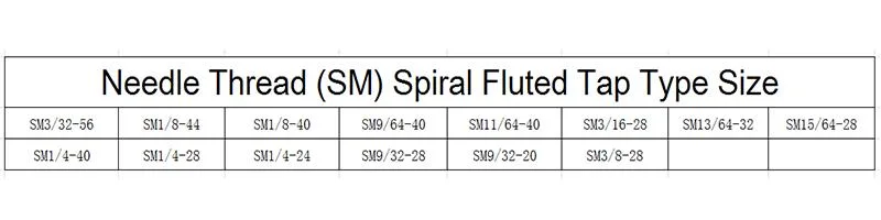 Hsse Spiral Fluted Tap W 1/8-40 5/32-32 3/16-24 7/32-24 1/4-20 5/16-18 3/8-16 7/16-14 1/2-12 5/8 3/4 Machine Screw Thread Taps