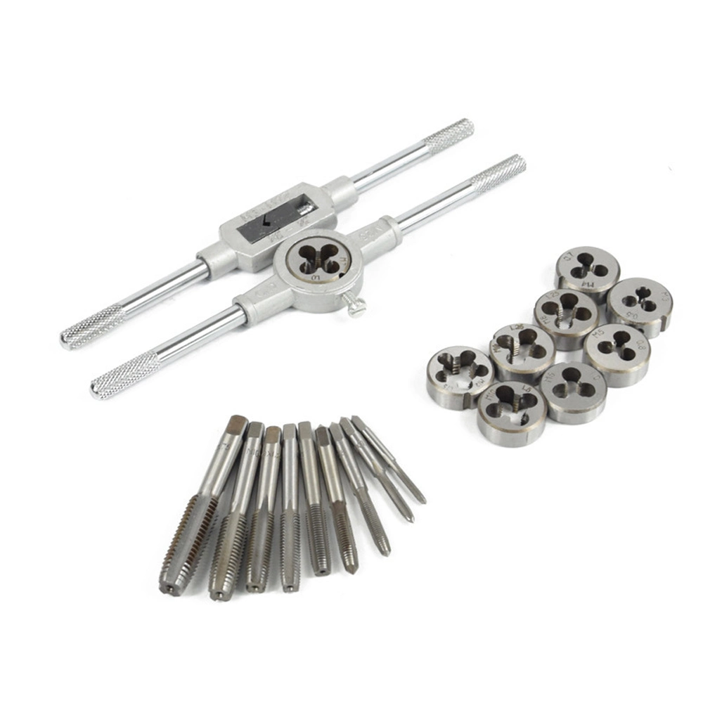 20PCS Metric M3-M12 Tap &amp; Die Sets Threading Tool with Wrench Handle for Threading