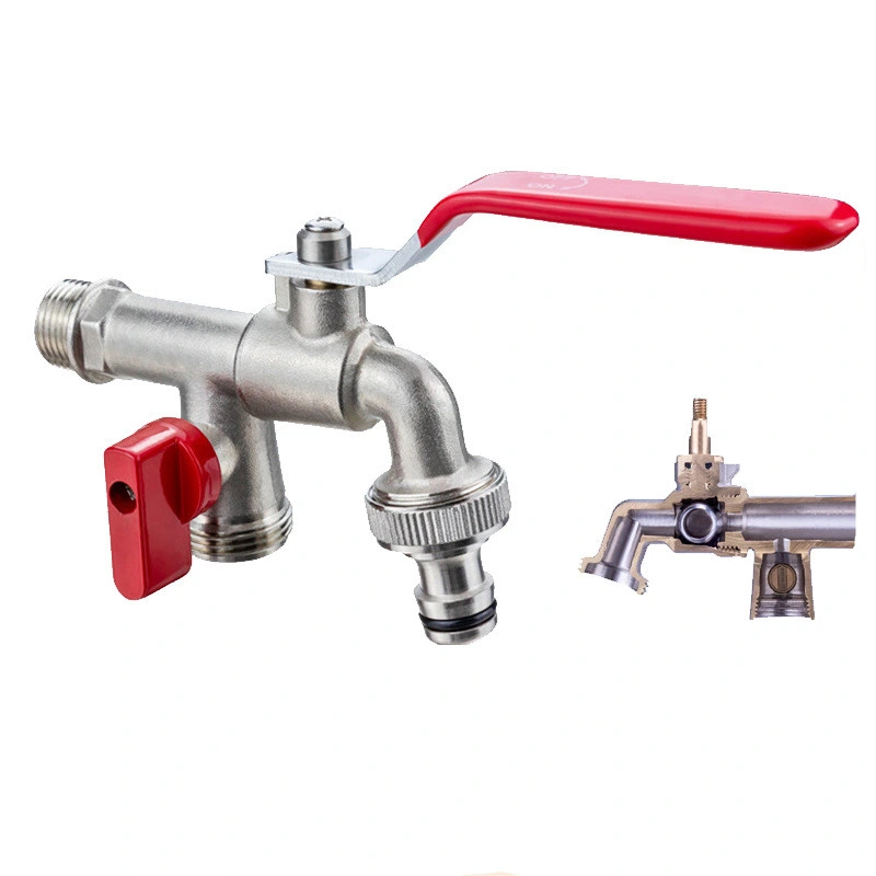 Brass Ball Valve Large Flow Faucet Used for Garden Hoses/Outdoor Antifreeze Tap/Washing Machines/Double Outlet Tap