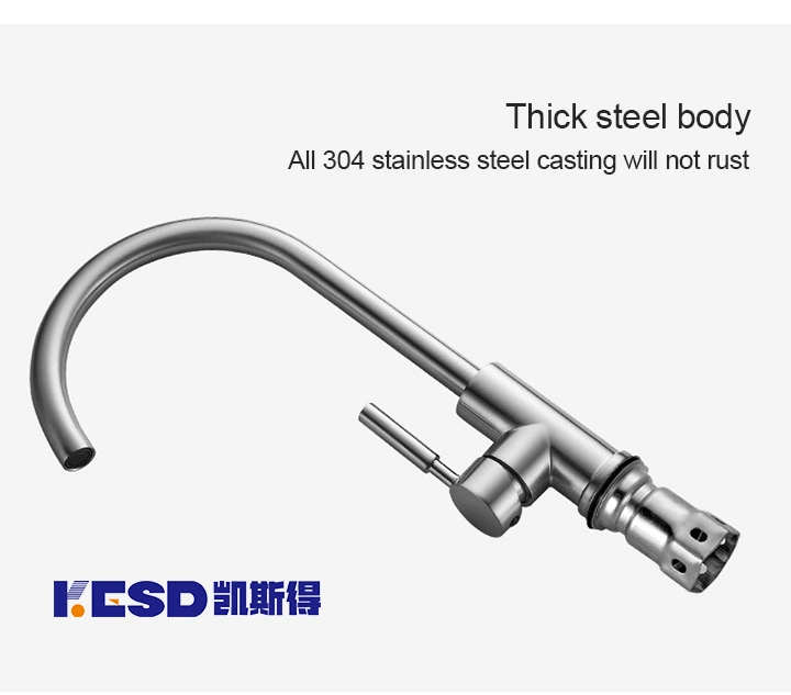 Stainless Steel 304 Kitchen Sink Faucet Cold Water Single Handle Black Color Contemporary Style